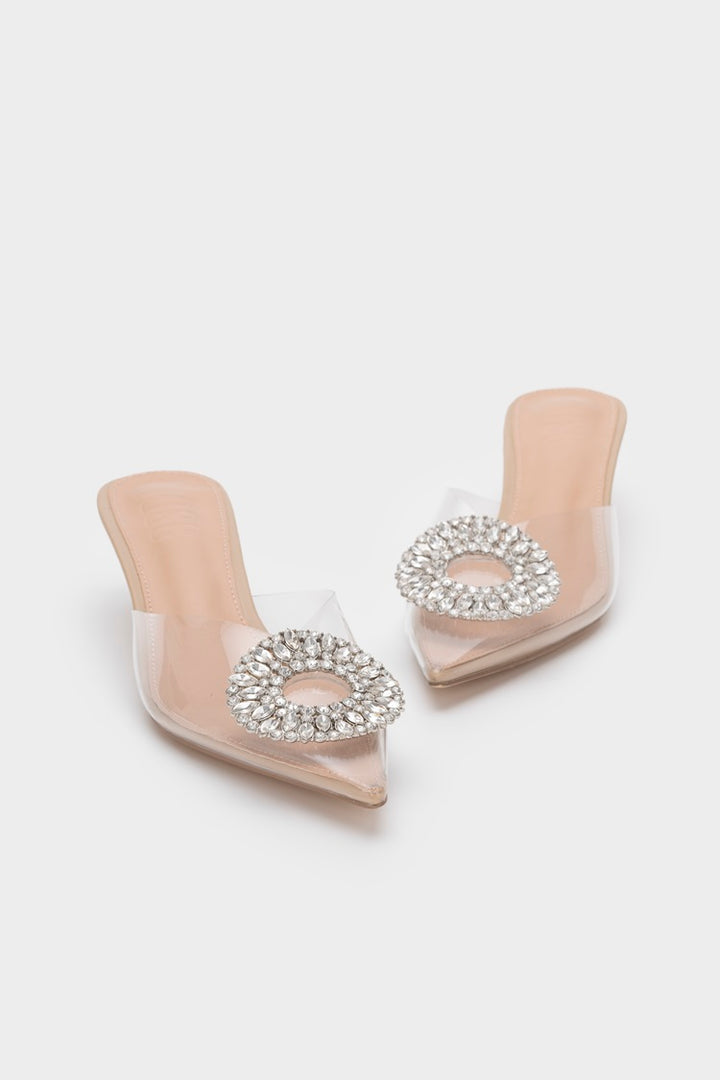 EMBELLISHED STONE WITH VINYL KITTEN HEEL - Nose