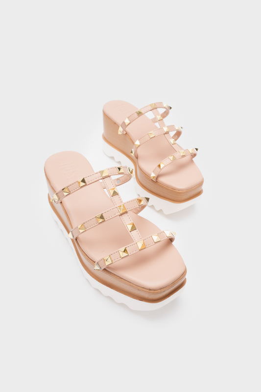 STUDDED PLATFORM WEDGE HEEL SLIDE - Nose