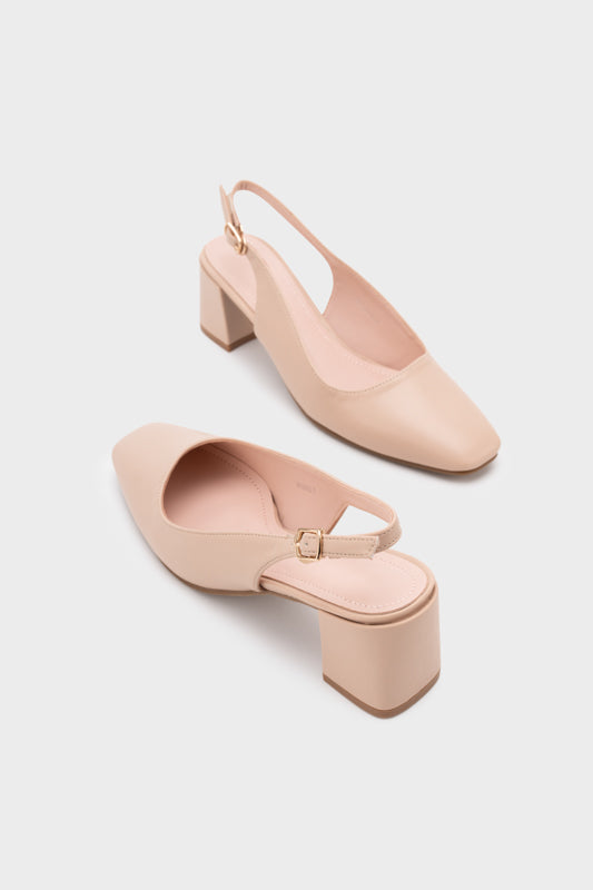 SQUARE TOE CHUNKY SLINGBACK HEEL - Nose