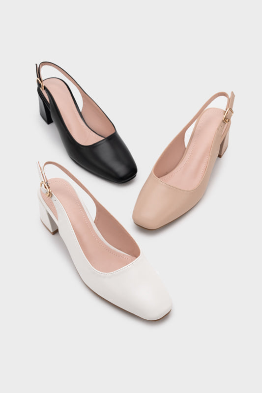 SQUARE TOE CHUNKY SLINGBACK HEEL - Nose