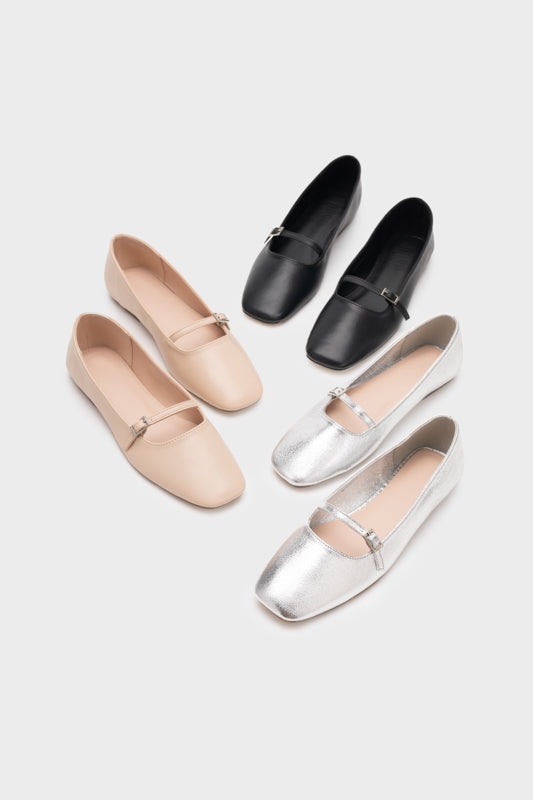 MARY JANE SQUARE TOE FLAT PUMP - Nose