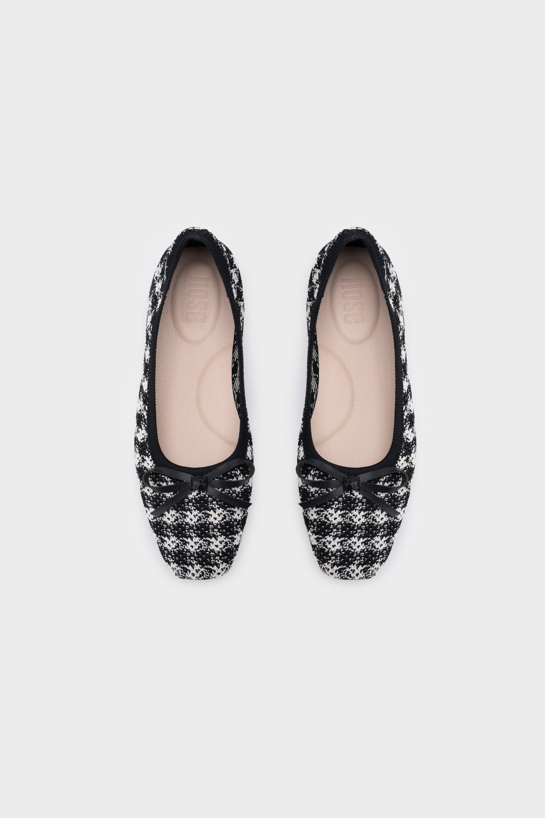 HOUNDSTOOTH FLAT BALLERINA WITH RIBBON DETAIL