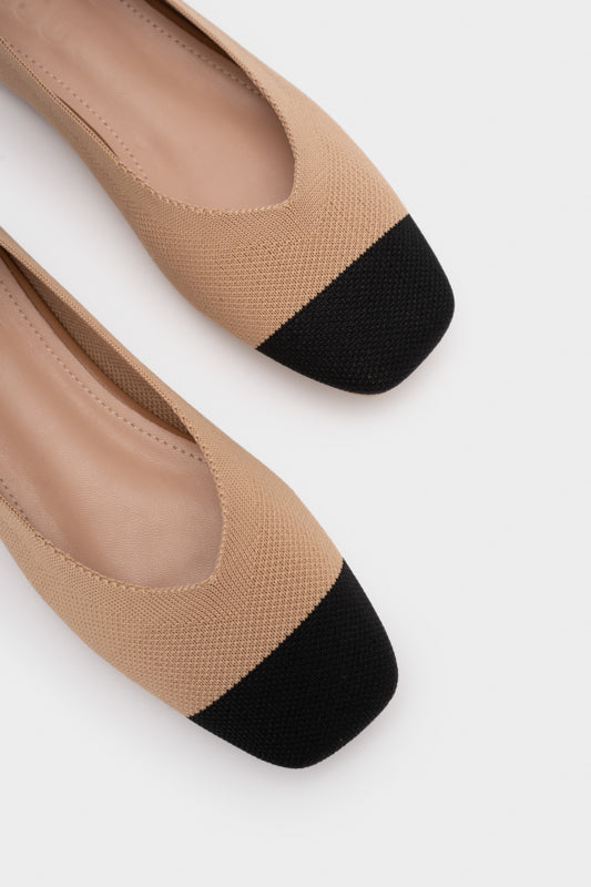 TWO TONE KNIT FLAT PUMP - Nose