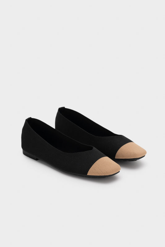 TWO TONE KNIT FLAT PUMP - Nose