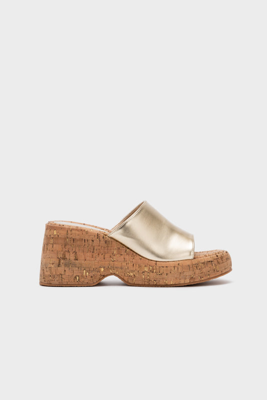 NATURAL CORK WEDGE HEEL SLIDE - Nose