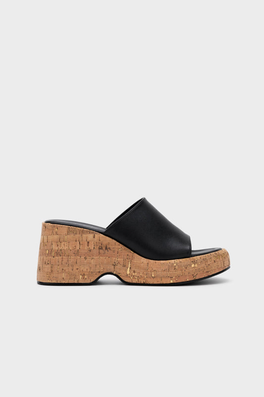 NATURAL CORK WEDGE HEEL SLIDE - Nose