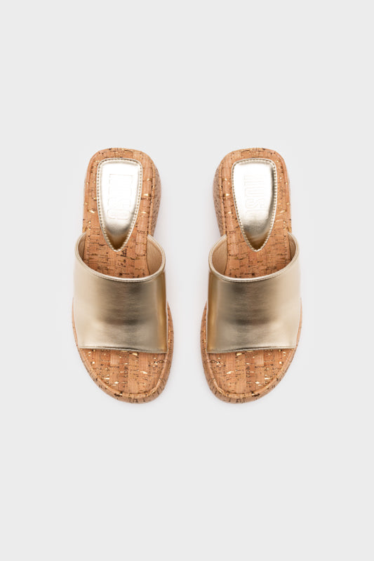 NATURAL CORK WEDGE HEEL SLIDE - Nose