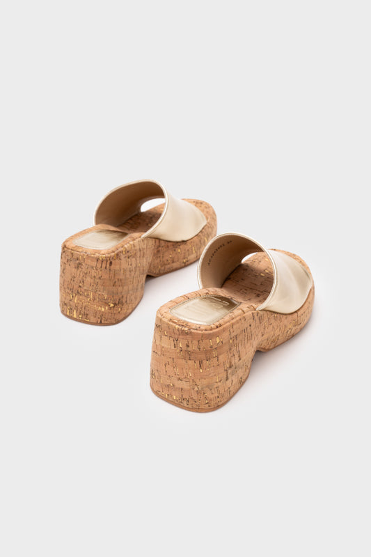 NATURAL CORK WEDGE HEEL SLIDE - Nose