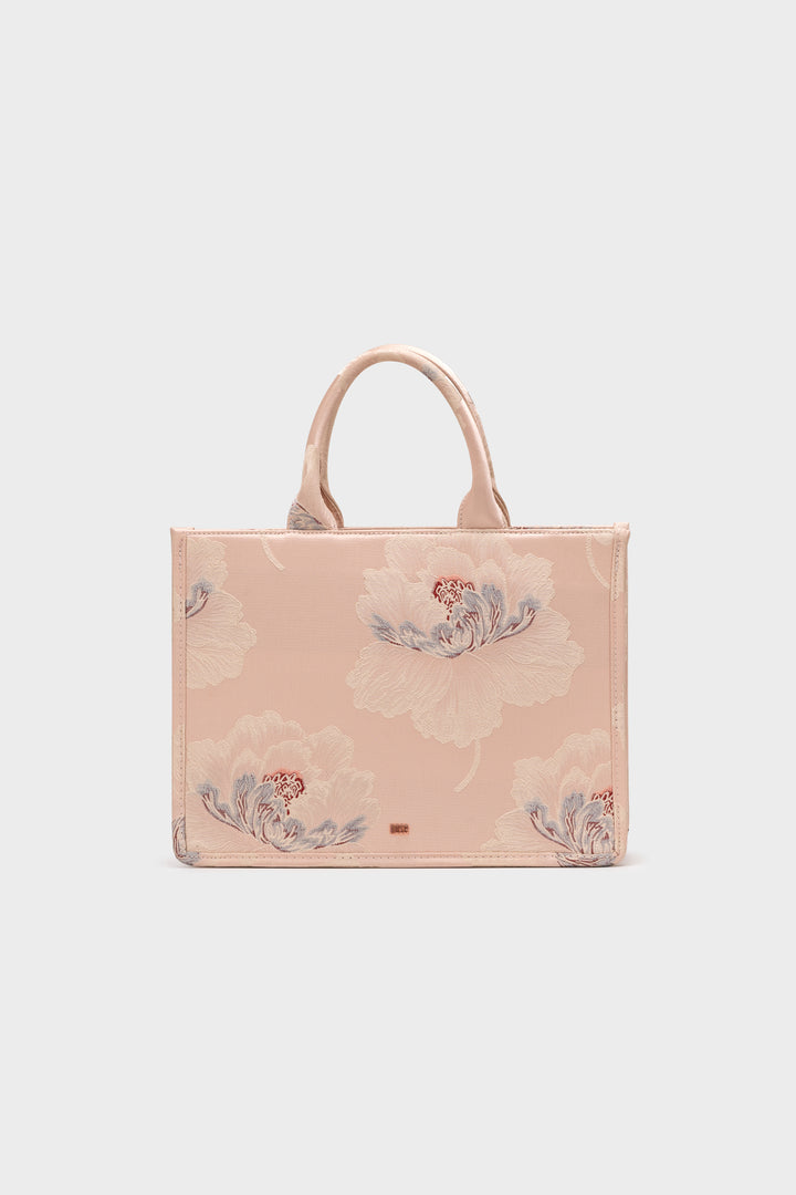 SILK PRINT FLORAL TOTE