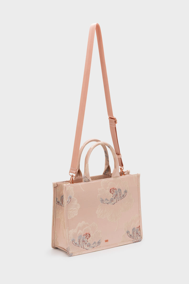 SILK PRINT FLORAL TOTE