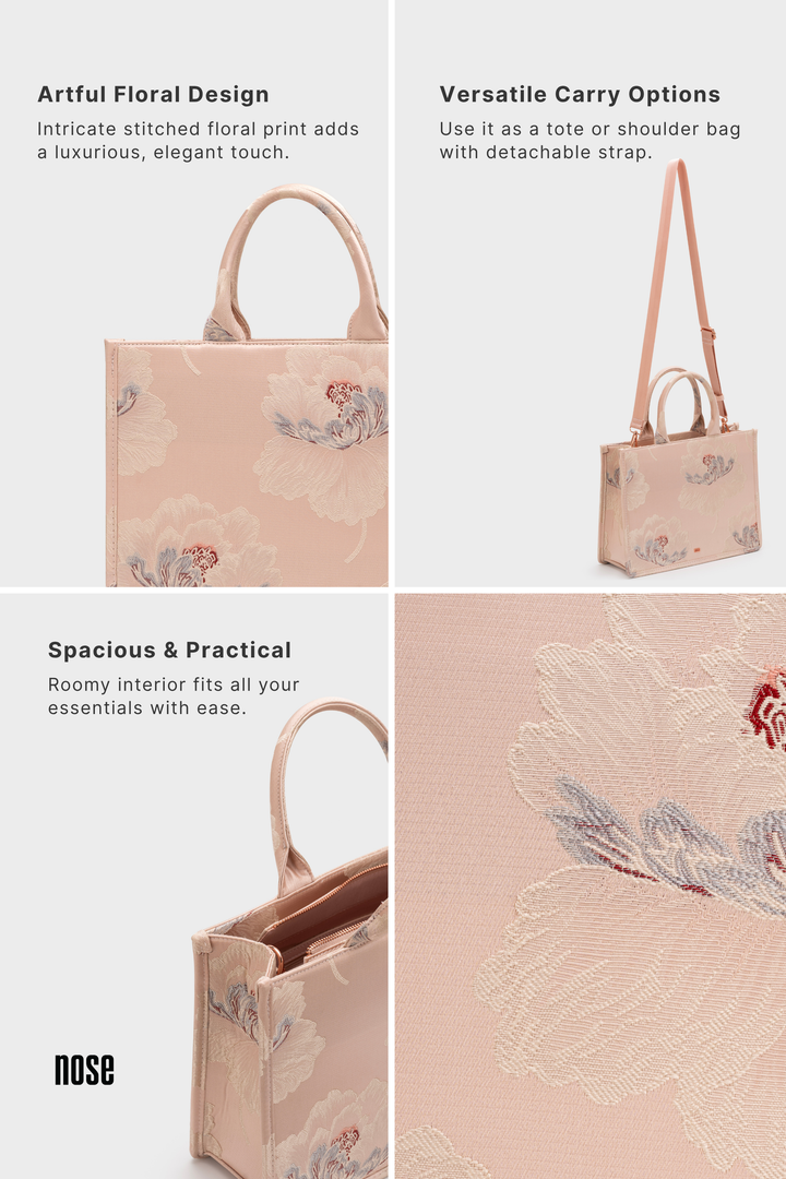 SILK PRINT FLORAL TOTE