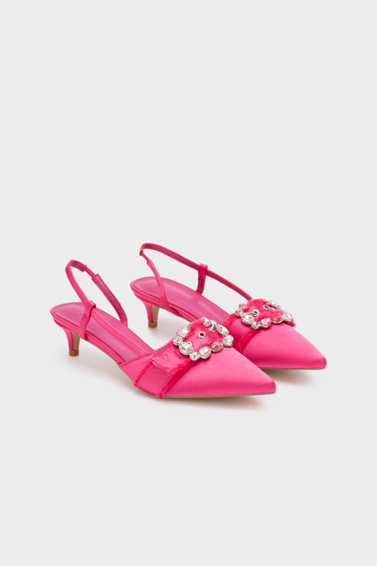 EMBELLISHED BUCKLE SLINGBACK HEEL - Nose