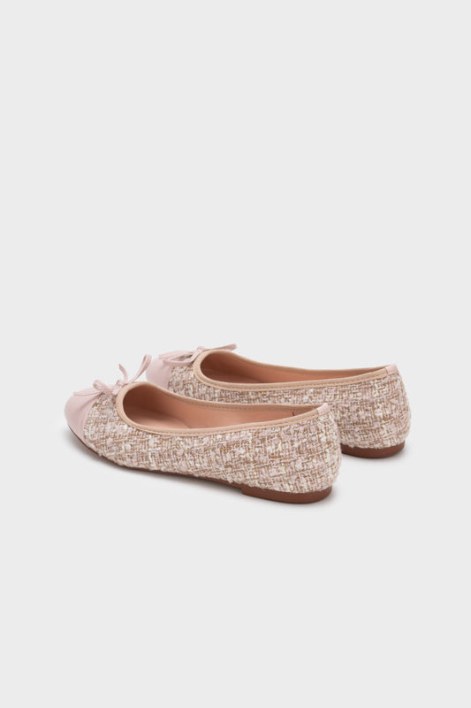 SEPATU BALLERINA UJUNG BULAT DARI TWEED