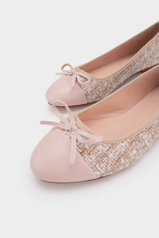 SEPATU BALLERINA UJUNG BULAT DARI TWEED